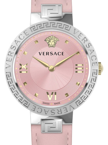 Versace Herren Armbanduhr Greca Lady 36 mm Greca-Gravur auf dem oberen Ring Armband Leder VE2K00121